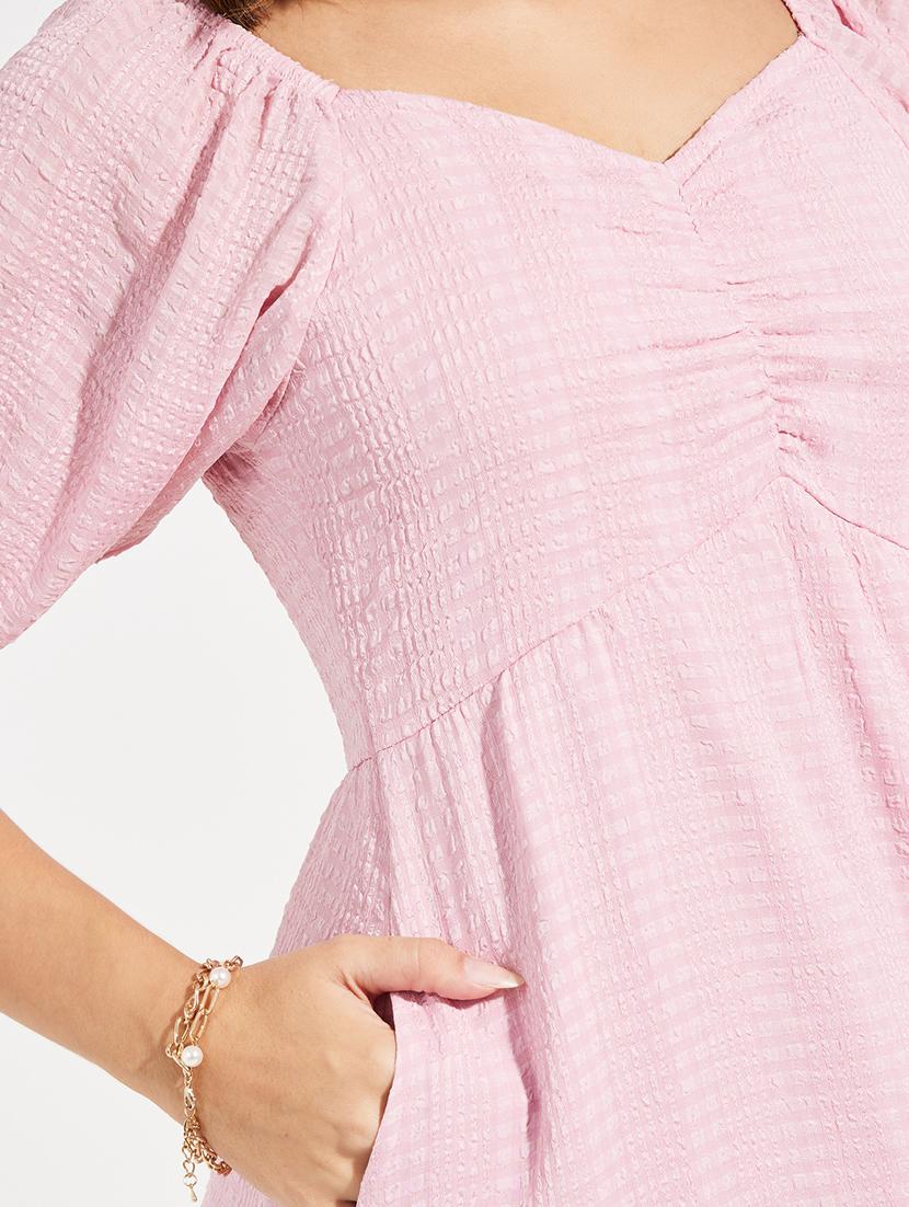 women pink polyester a-line dress - 21457023 - Standard Image - 5