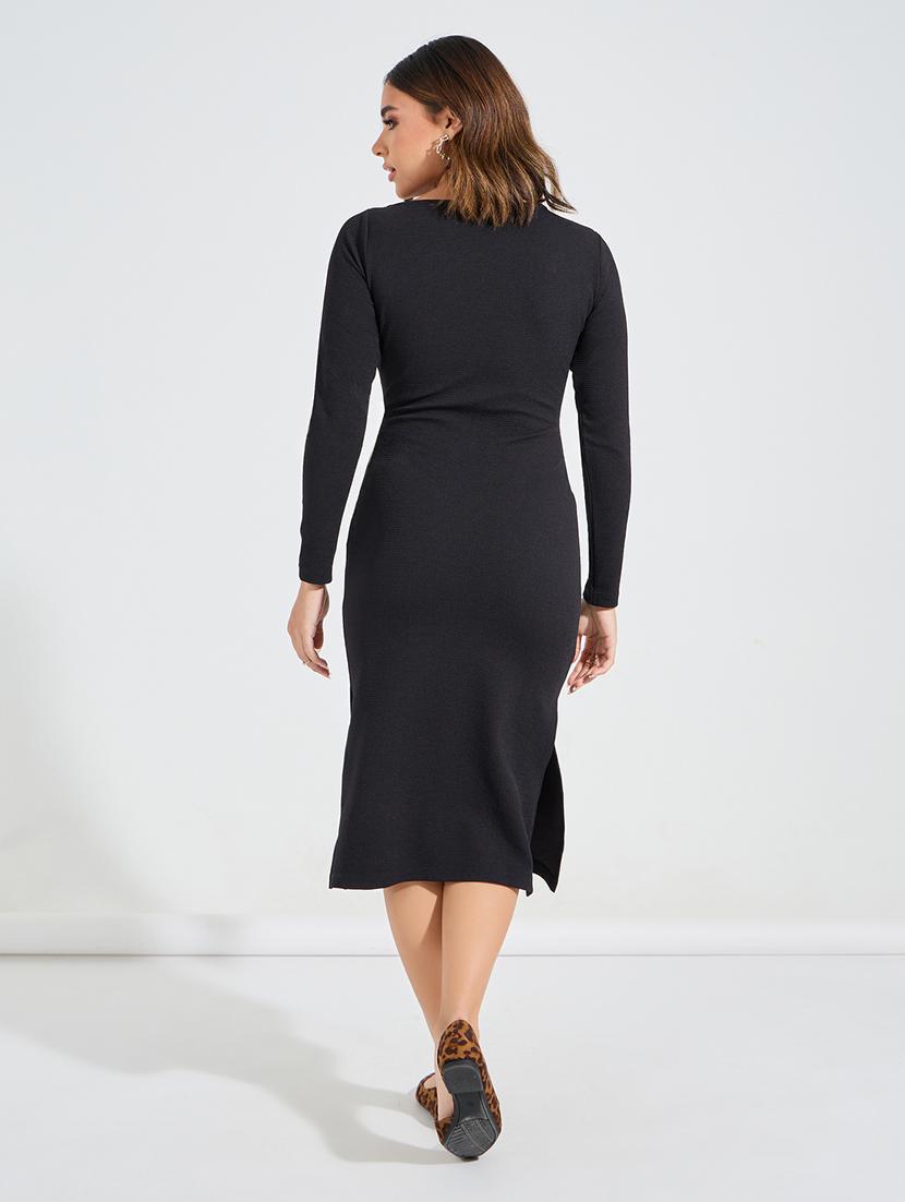 women black polyester bodycon dress - 21457025 - Standard Image - 3