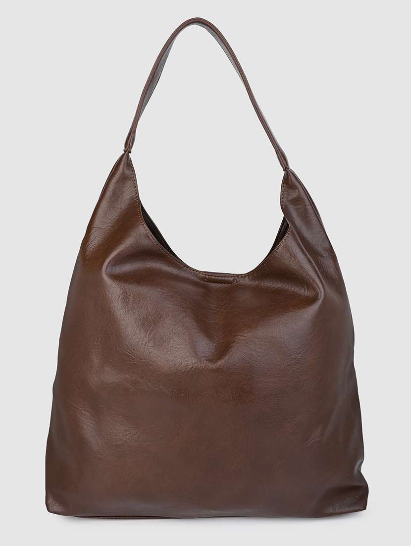 brown pu combo handbag