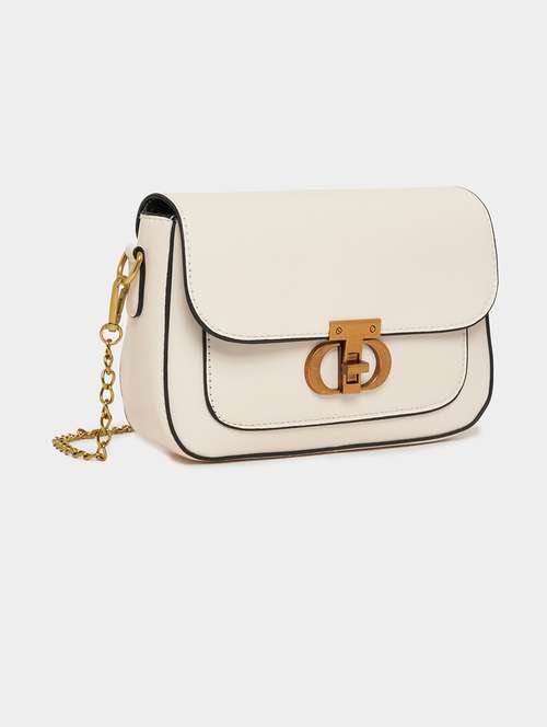 women off white pu handbag - 21457075 - Standard Image - 0