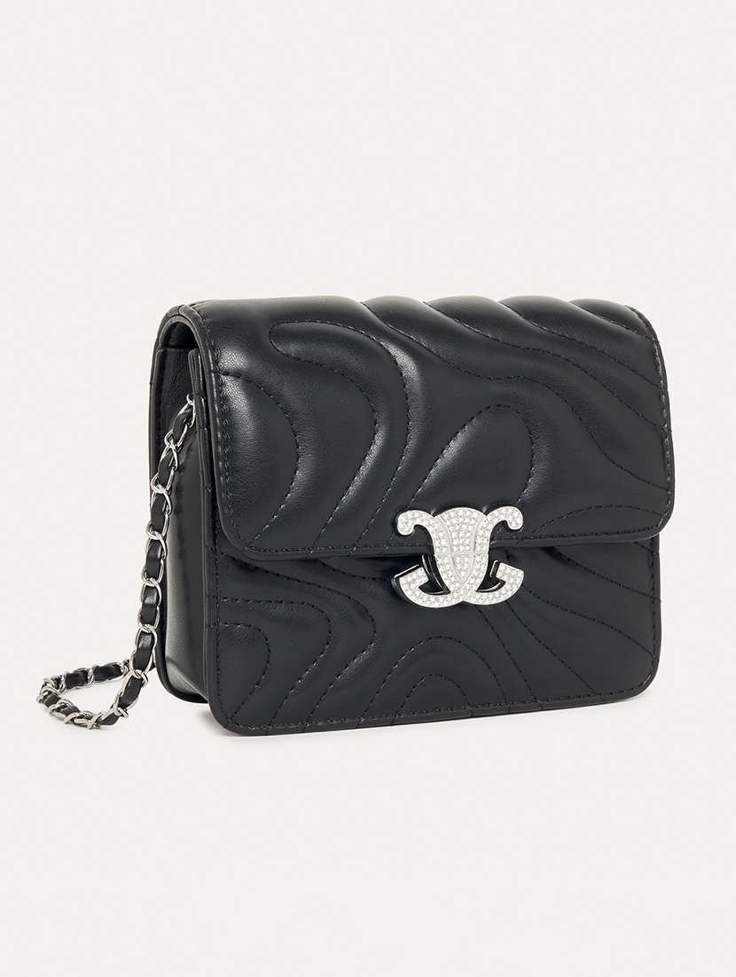 women black pu sling bag - 21457086 -  Zoom Image - 0