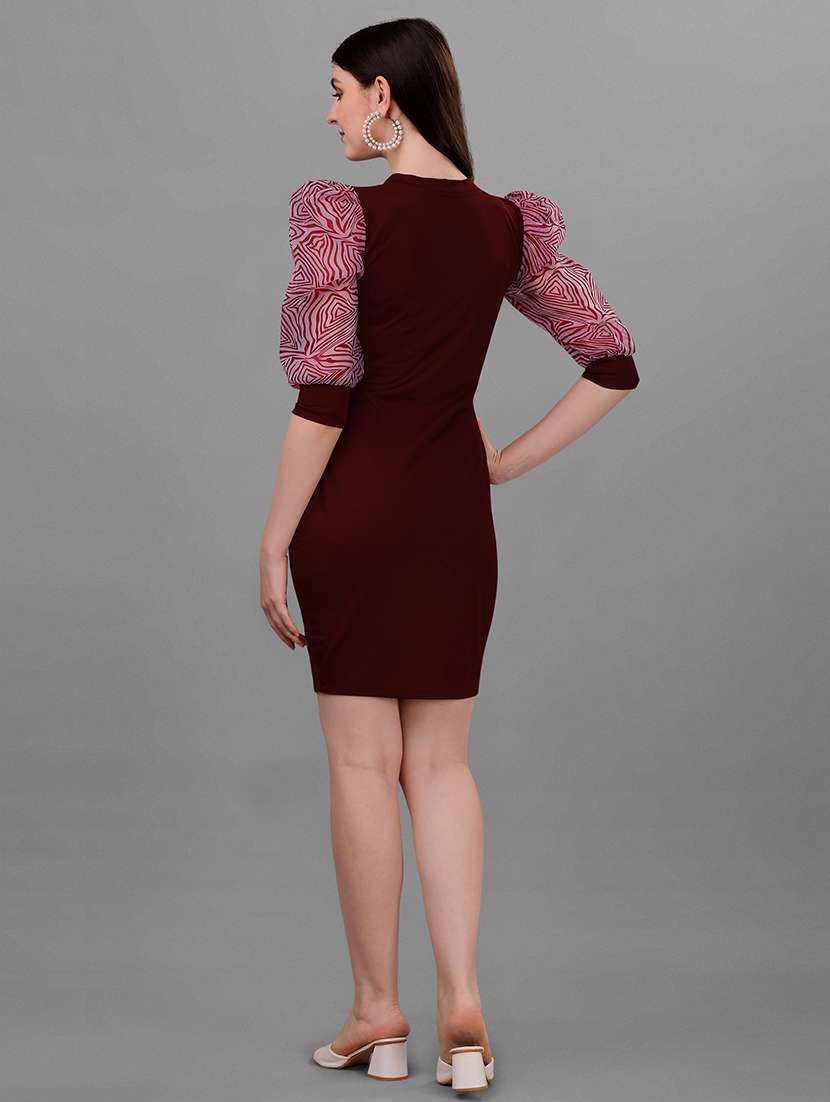 women knee length solid bodycon dress - 21457102 - Standard Image - 3