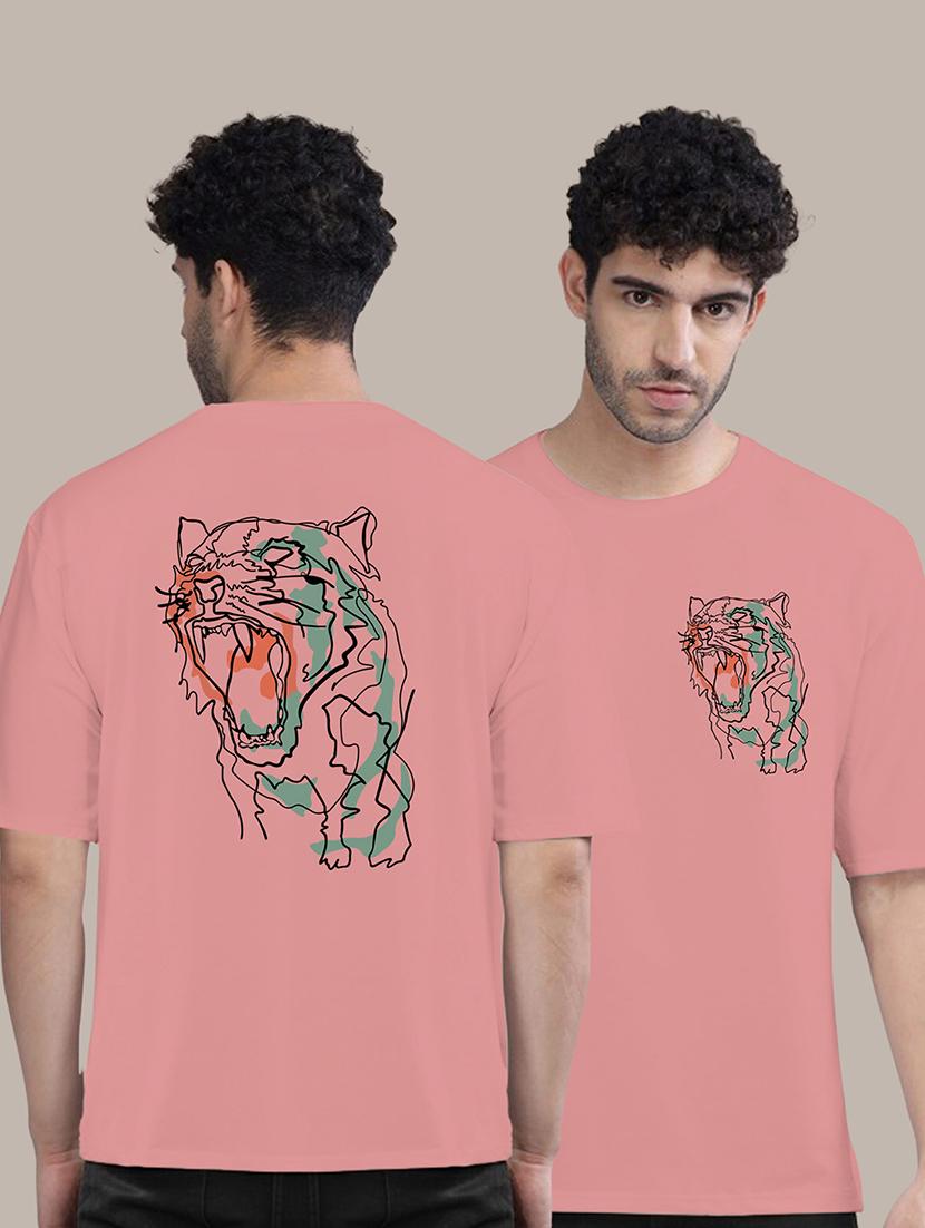 men peach graphic front & back print t-shirt - 21457167 - Zoom Image - 0