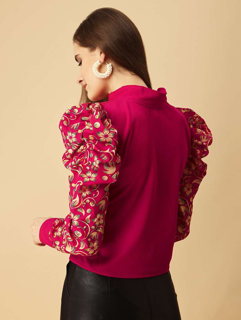 women printed puff sleeves top - 21457375 - Standard Image - 3