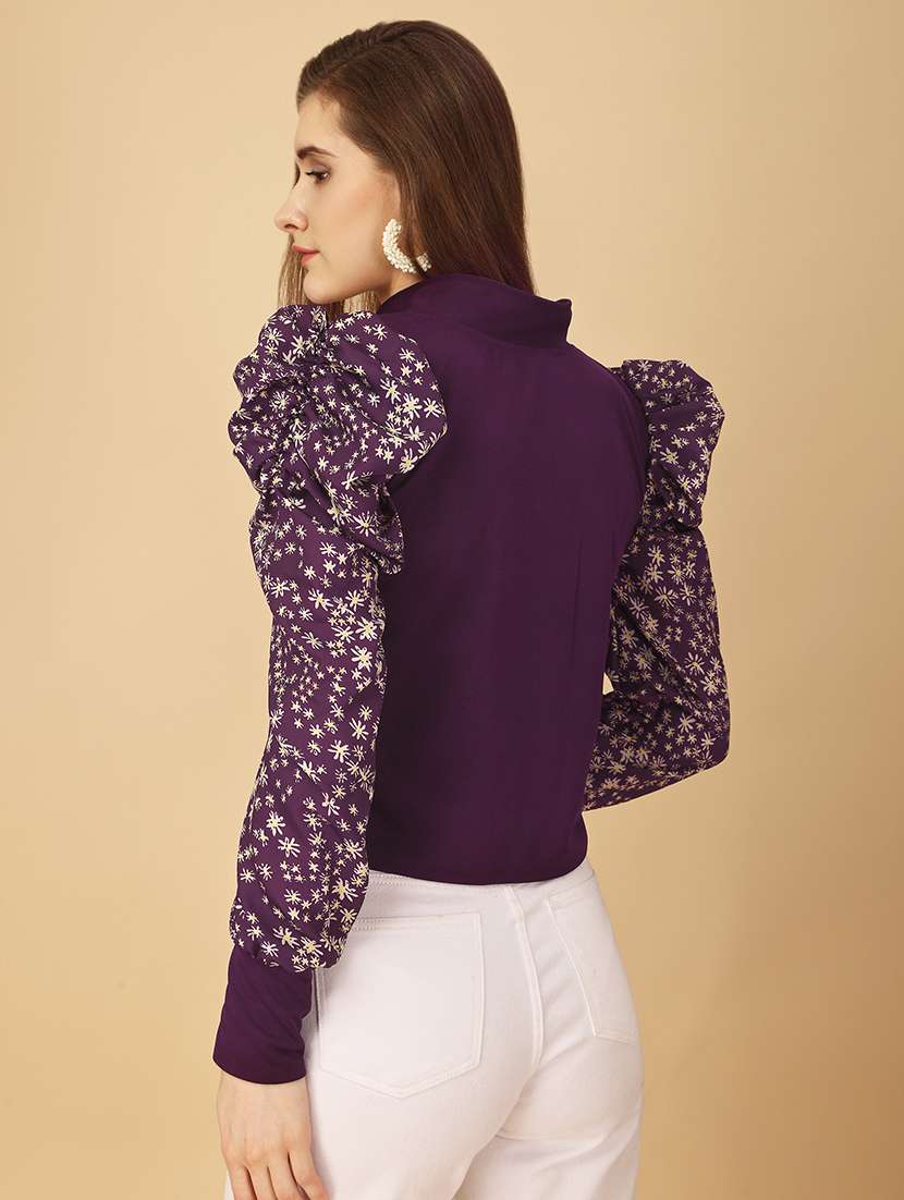 women printed puff sleeves top - 21457378 - Standard Image - 3