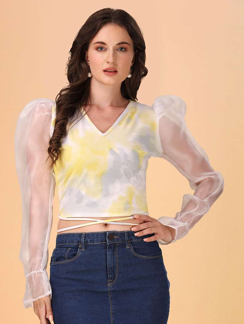 women printed puff sleeves top - 21457381 - Zoom Image - 0