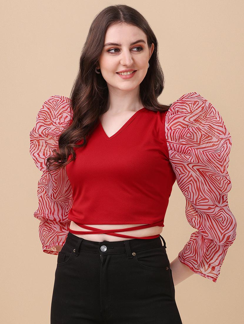 women printed puff sleeves top - 21457405 - Zoom Image - 0