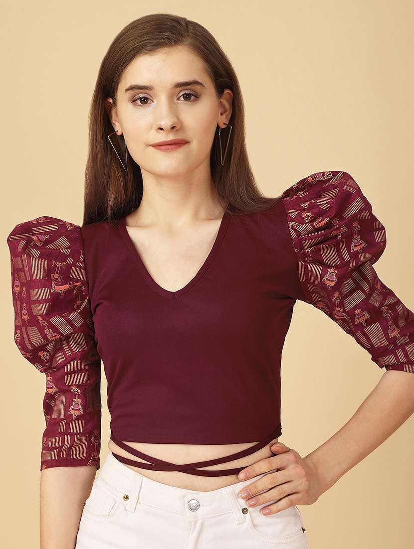 women printed puff sleeves top - 21457426 -  Zoom Image - 0