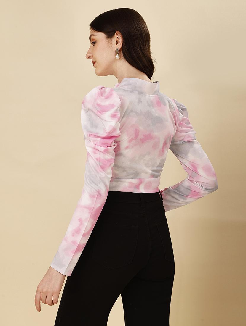 women printed puff sleeves top - 21457440 - Standard Image - 3