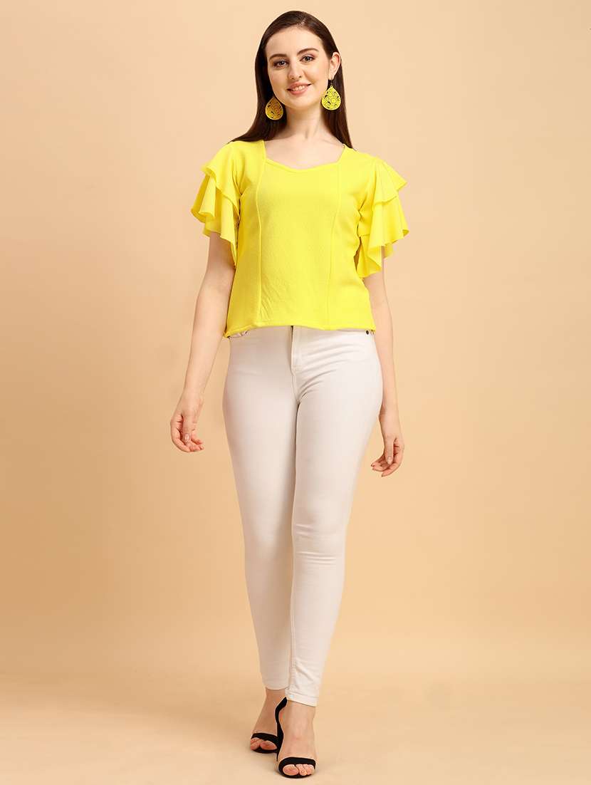 women solid flared sleeves top - 21457479 -  Standard Image - 3