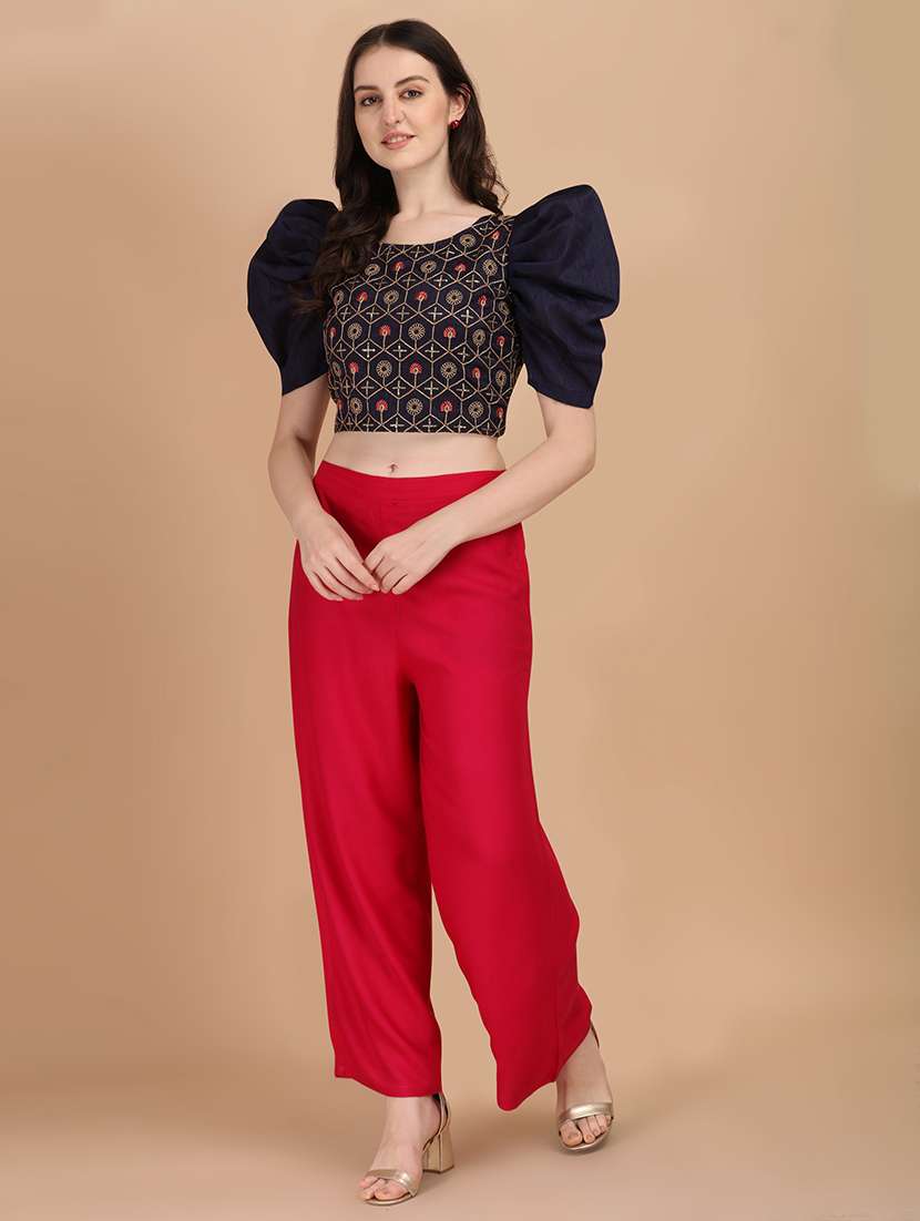 women embroidered puff sleeves crop top - 21457488 - Standard Image - 3