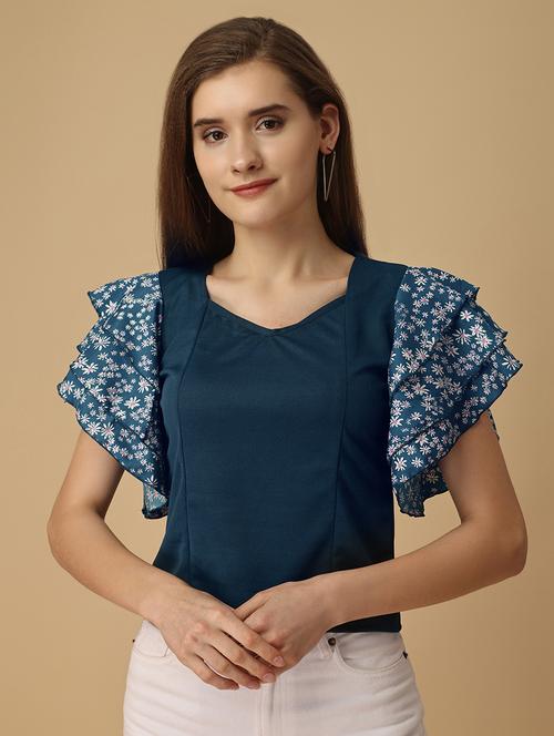women printed flared sleeves top - 21457501 - Standard Image - 0