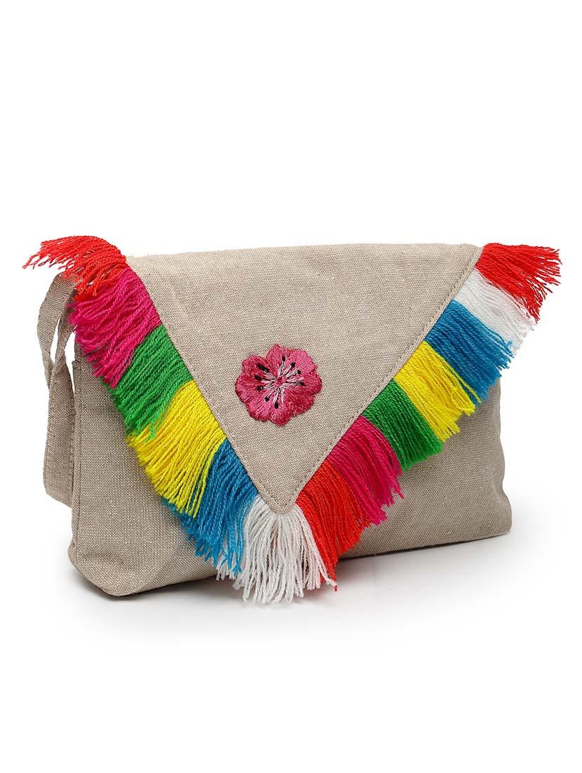 women off white embroidered sling bag - 21457544 - Standard Image - 3