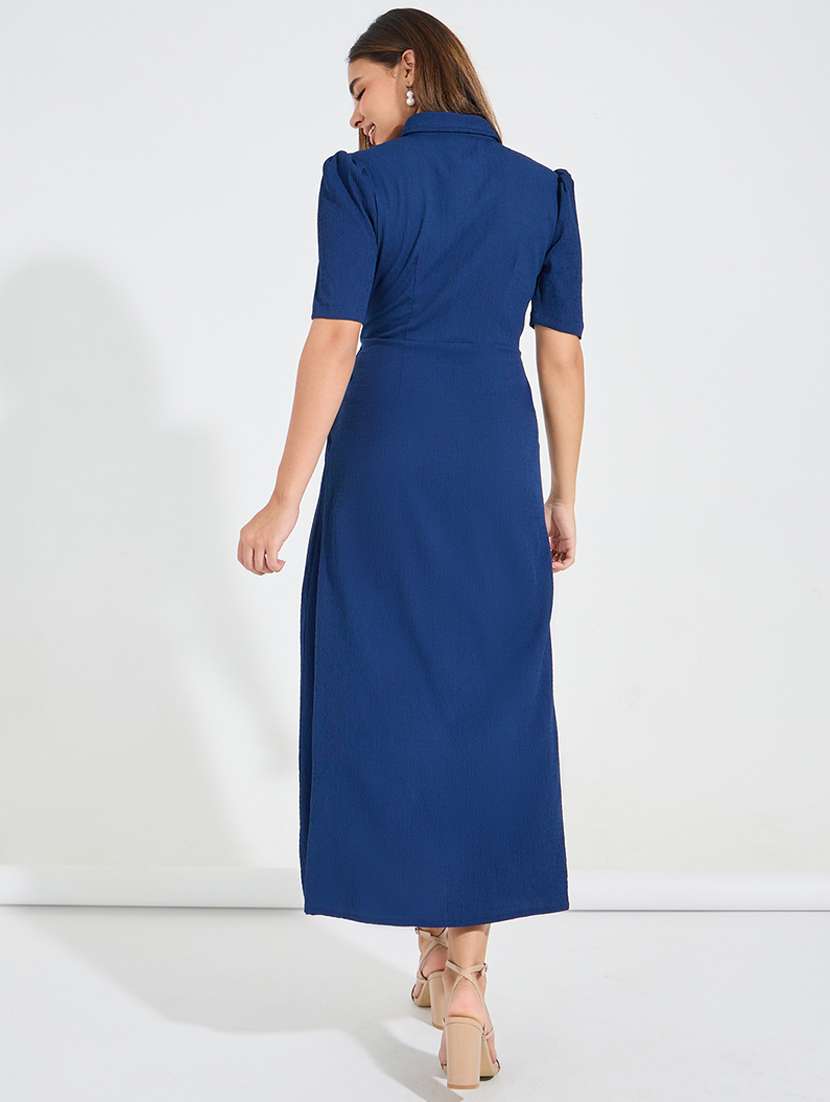 women navy blue polyester a-line dress - 21457629 -  Standard Image - 3