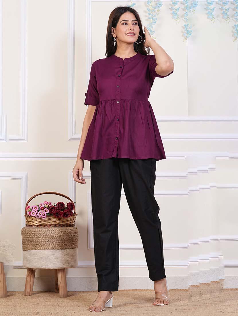 women solid top and trouser co-ord set - 21457950 - Standard Image - 3
