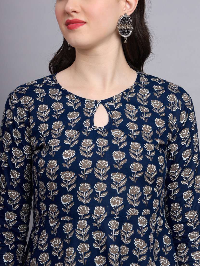 women blue floral printed dhoti kurta set - 21458029 -  Standard Image - 5