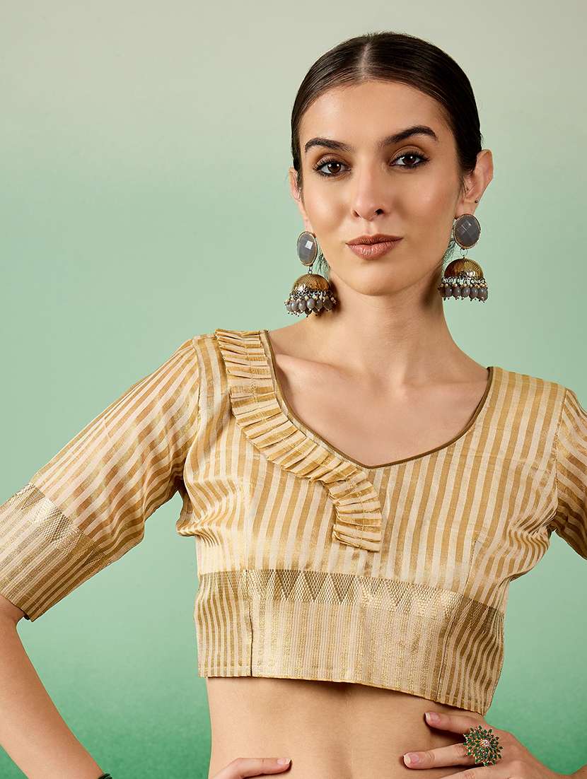 women cream assam silk saree with blouse - 21458108 -  Standard Image - 3