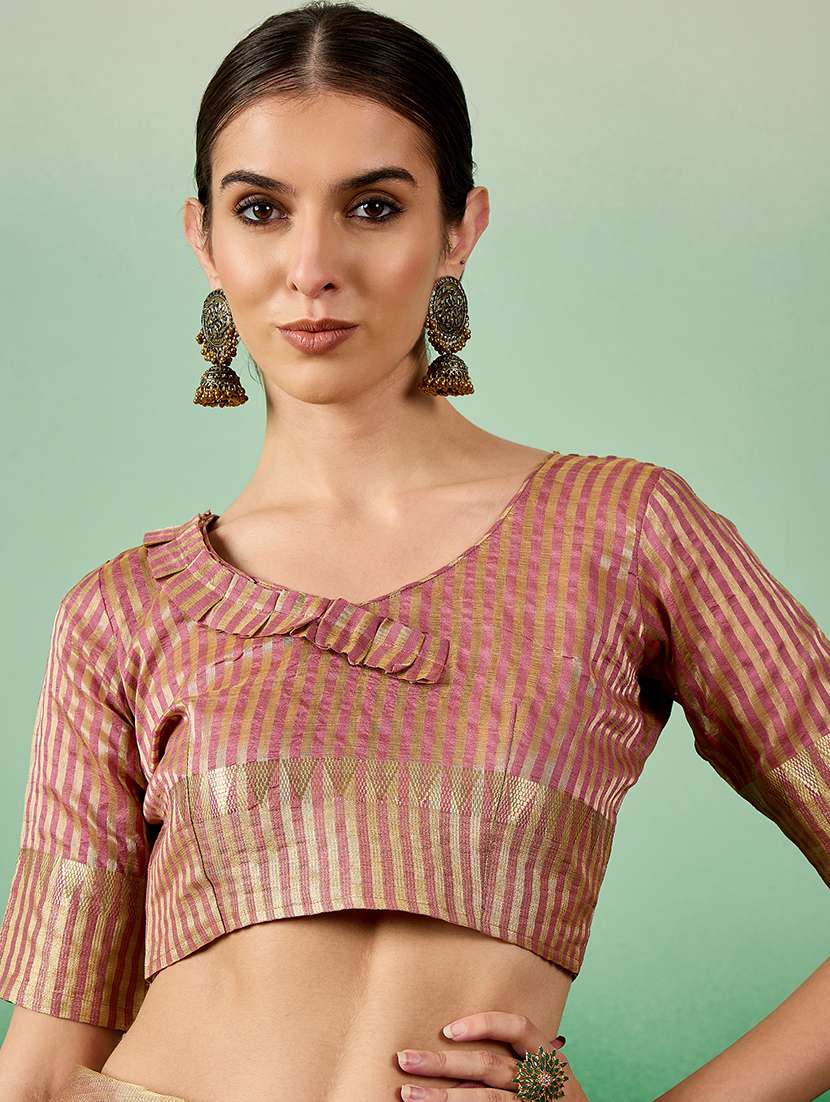 women pink assam silk saree with blouse - 21458109 -  Standard Image - 3