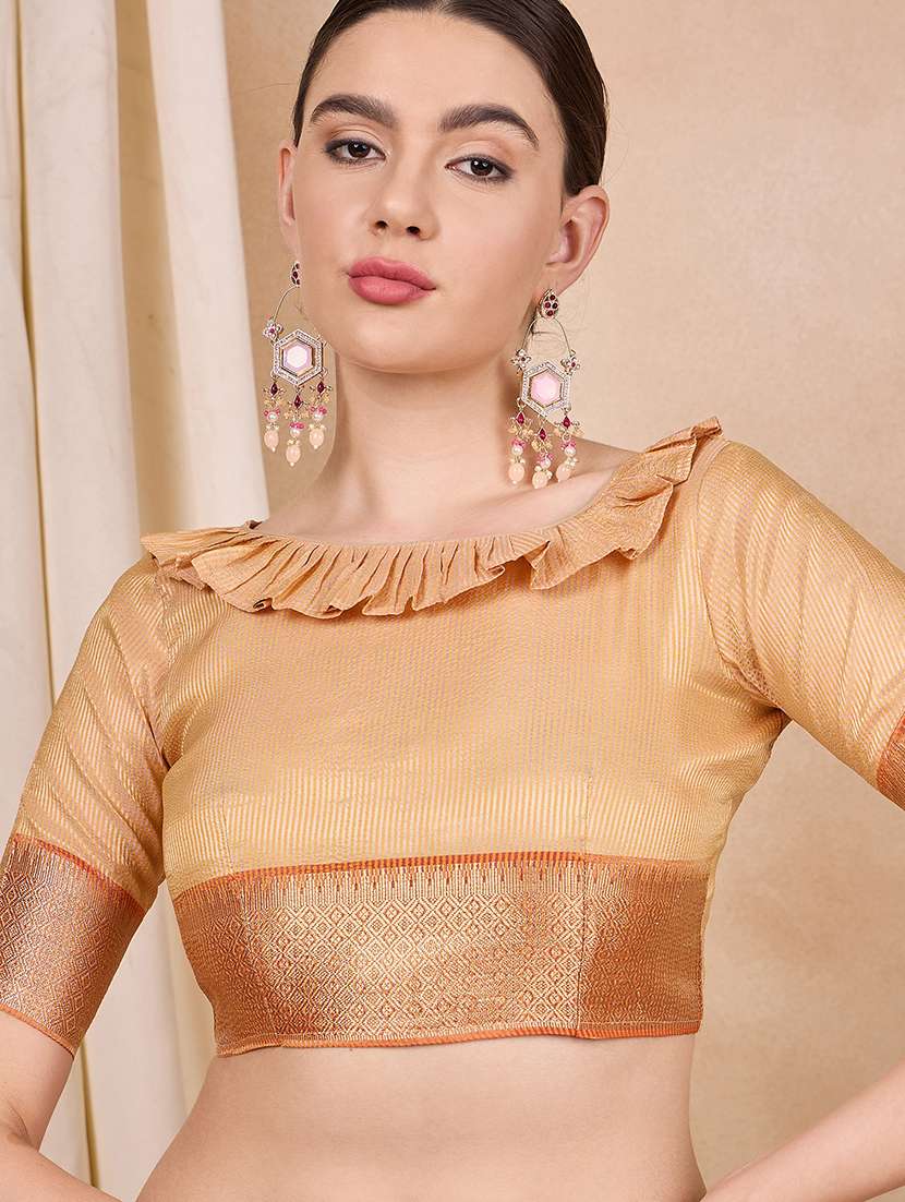 women solid with bordered saree with blouse - 21458113 - Standard Image - 3