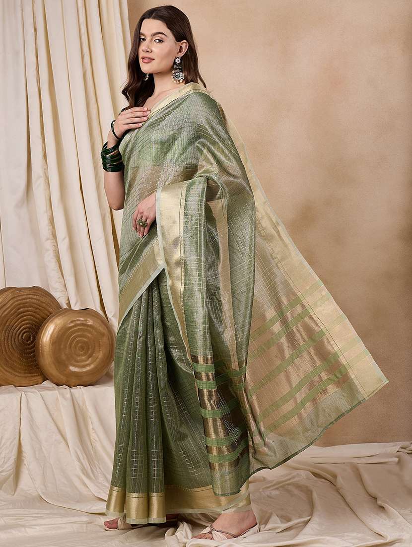 women green handloom saree with blouse
