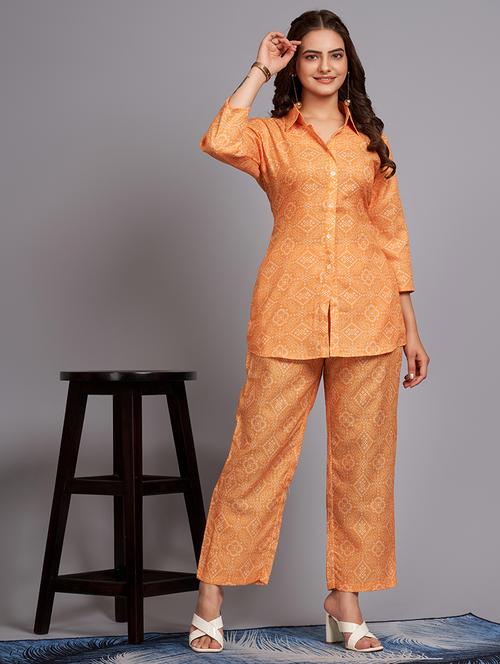 orange printed top pants set - 21458257 - Standard Image - 0