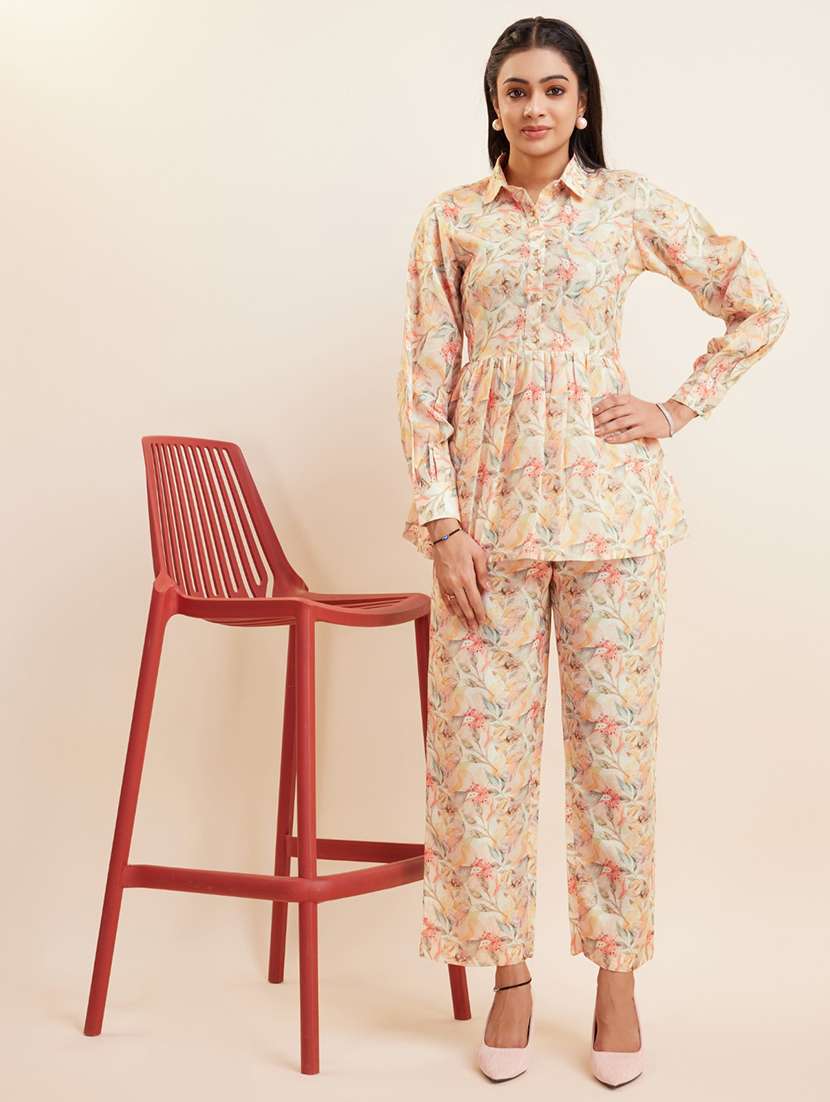 women cream printed co-ord sets - 21458260 - Zoom Image - 0