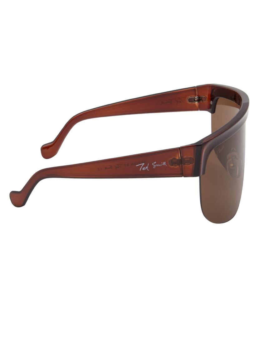 ted smith brown shield sunglasses for men & women | half rim & acetate frame | large face ( 65-20-135 ) - 21458287 - Standard Image - 3