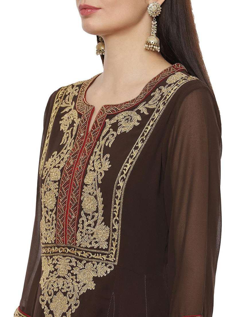 women brown cotton a-line kurta - 21458712 -  Standard Image - 3