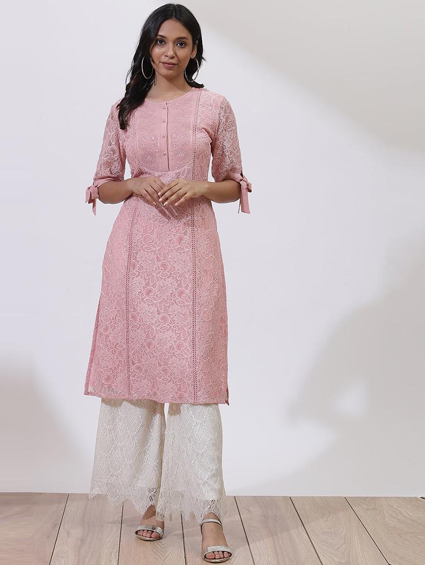women pink cotton straight kurta - 21458780 - Zoom Image - 0