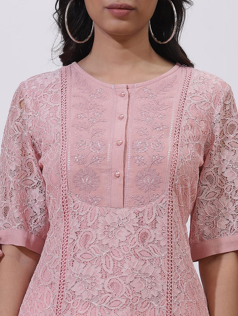 women pink cotton straight kurta - 21458780 - Standard Image - 3