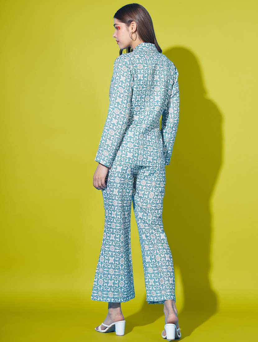 blue printed blazer and trousers co-ord set - 21458801 -  Standard Image - 3