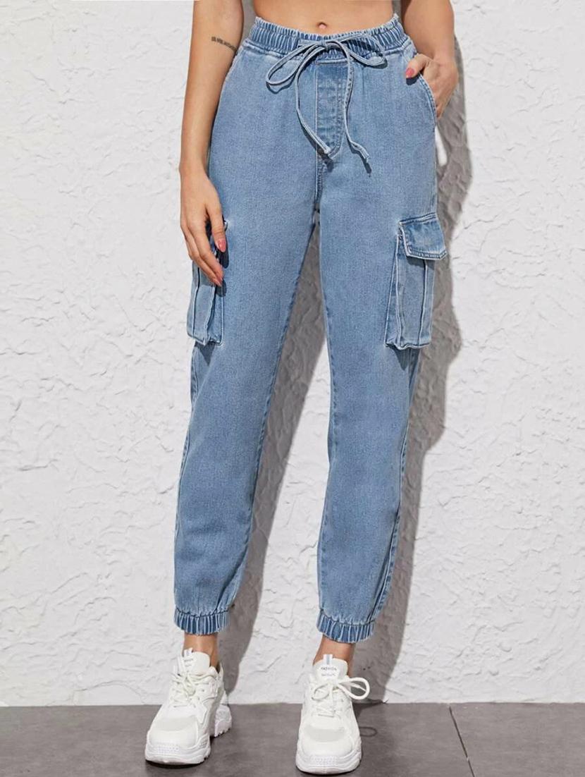 women high rise denim joggers - 21459055 - Zoom Image - 0