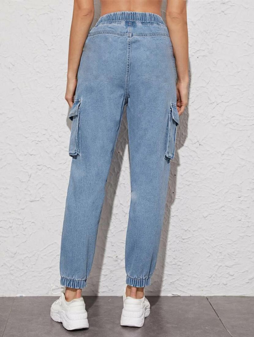 women high rise denim joggers - 21459055 - Standard Image - 3