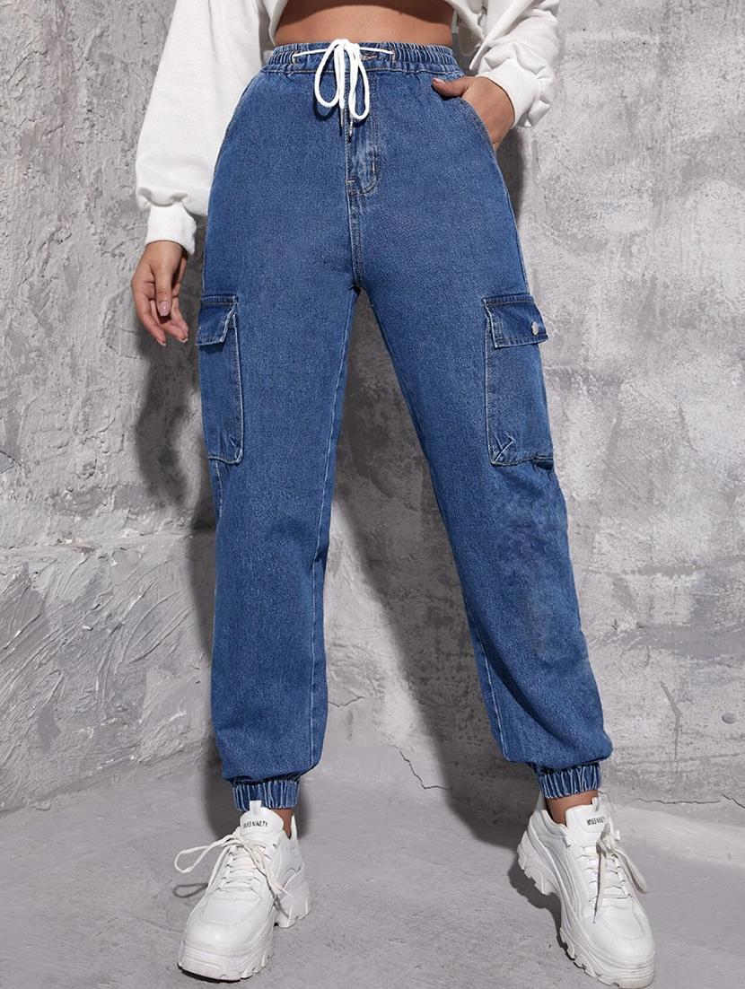 women high rise denim joggers - 21459057 -  Zoom Image - 0