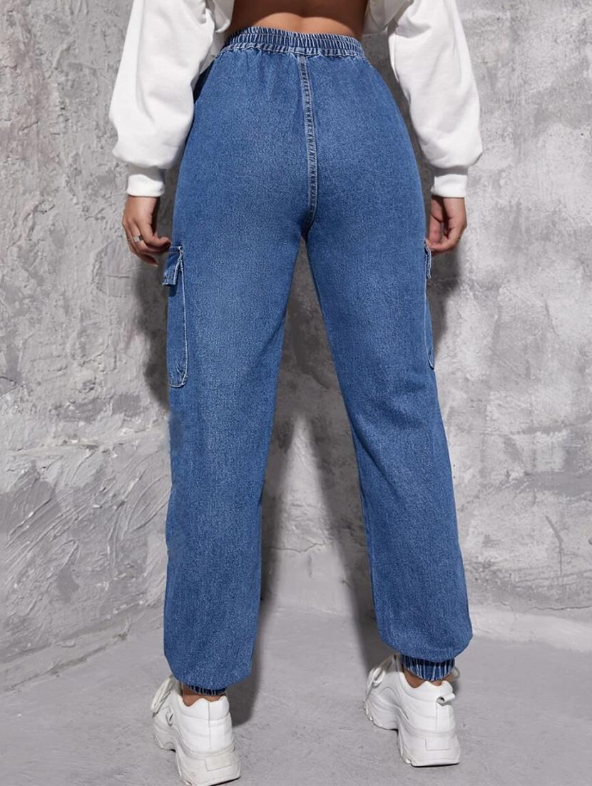 women high rise denim joggers - 21459057 - Standard Image - 3