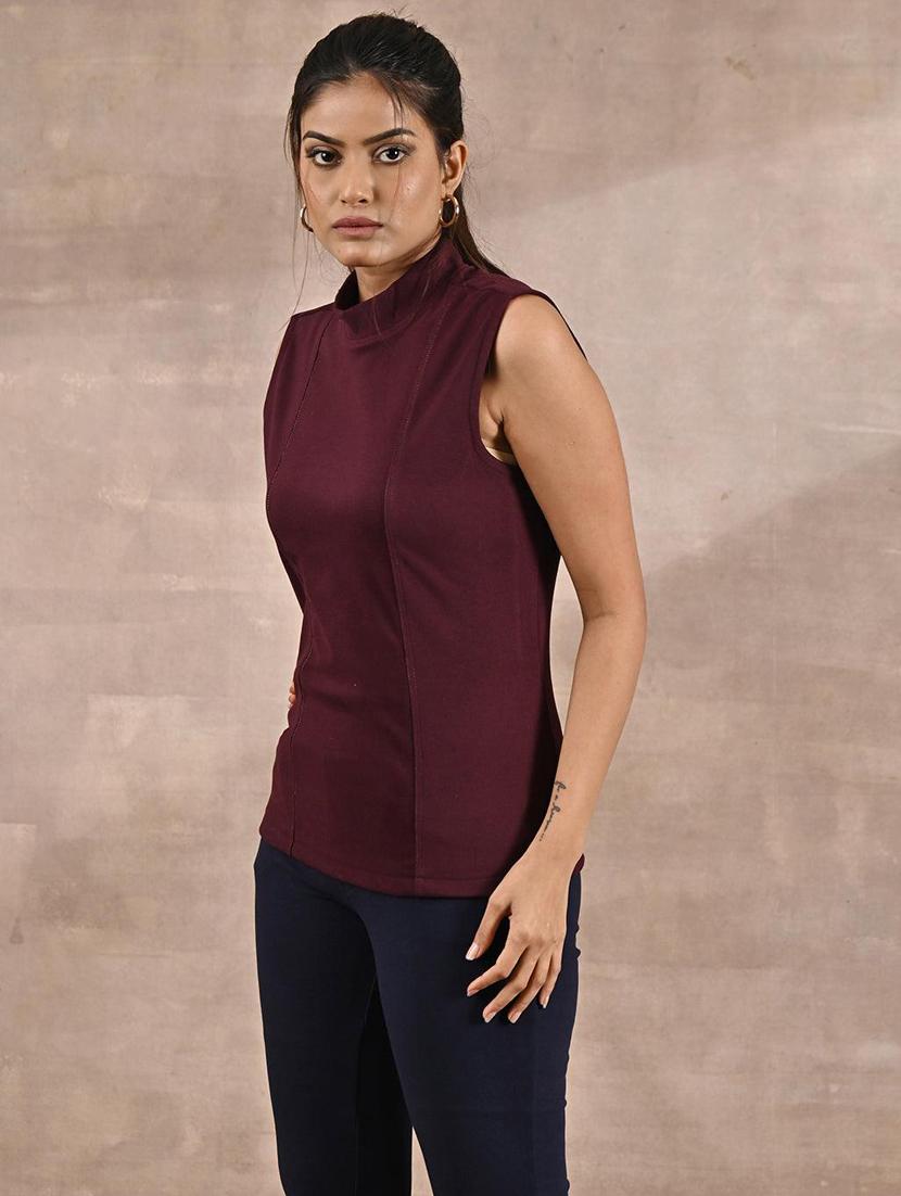 maroon solid regular top - 21459073 - Zoom Image - 0