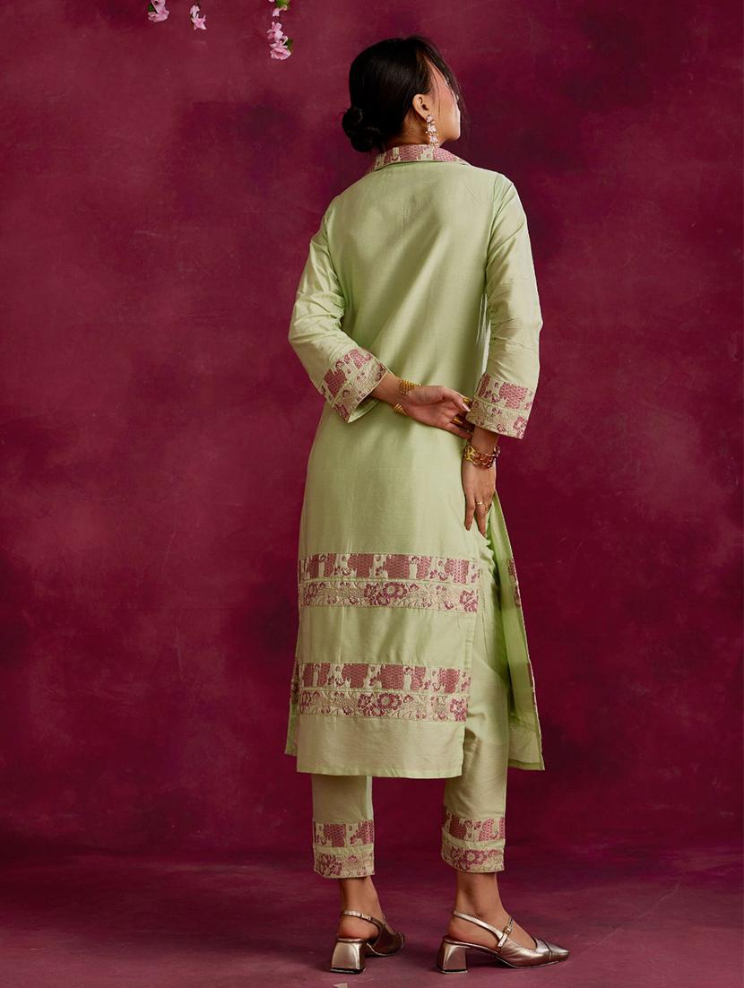 women lapel neck front & side both slit kurta - 21459345 - Standard Image - 3