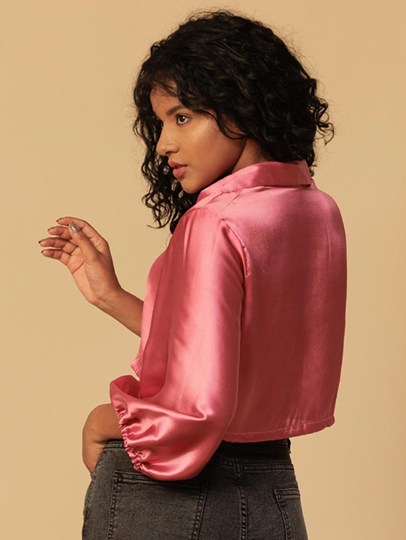 women pink solid regular shirt - 21460078 - Standard Image - 3