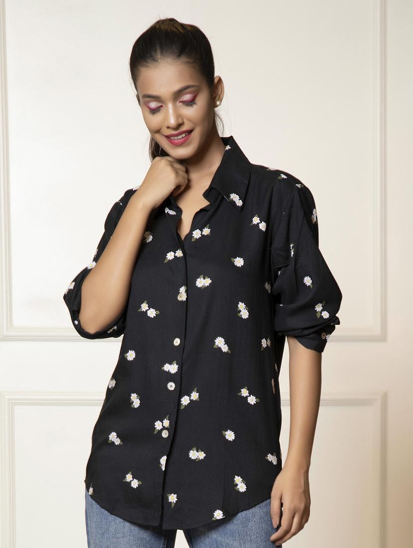 women black cotton regular shirt - 21460084 -  Zoom Image - 0