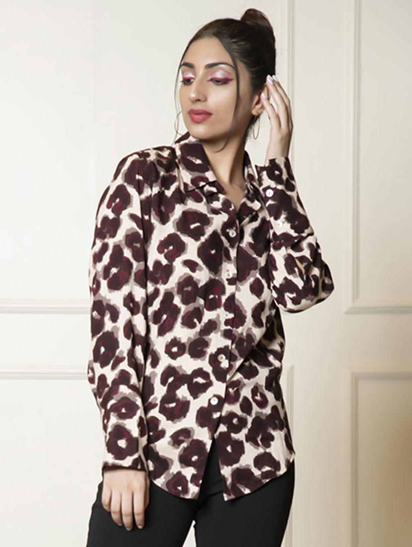 women shirt collar printed regular shirt - 21460086 - Zoom Image - 0