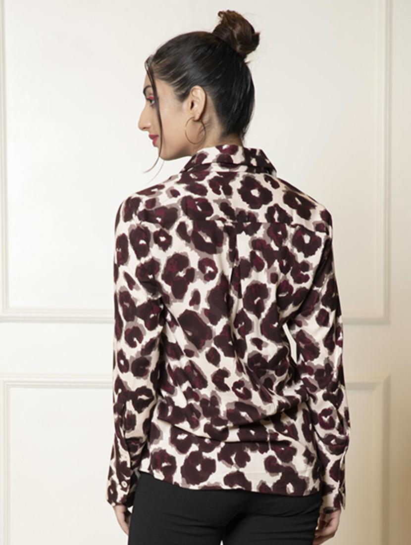 women shirt collar printed regular shirt - 21460086 - Standard Image - 3