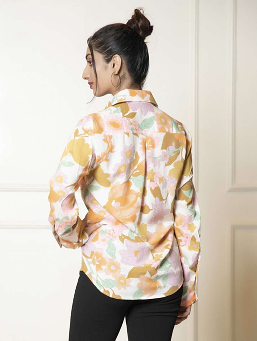 women yellow floral printed regular shirt - 21460088 -  Standard Image - 3