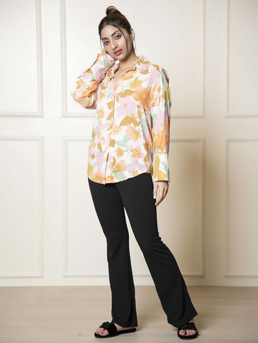 women yellow floral printed regular shirt - 21460088 -  Standard Image - 5