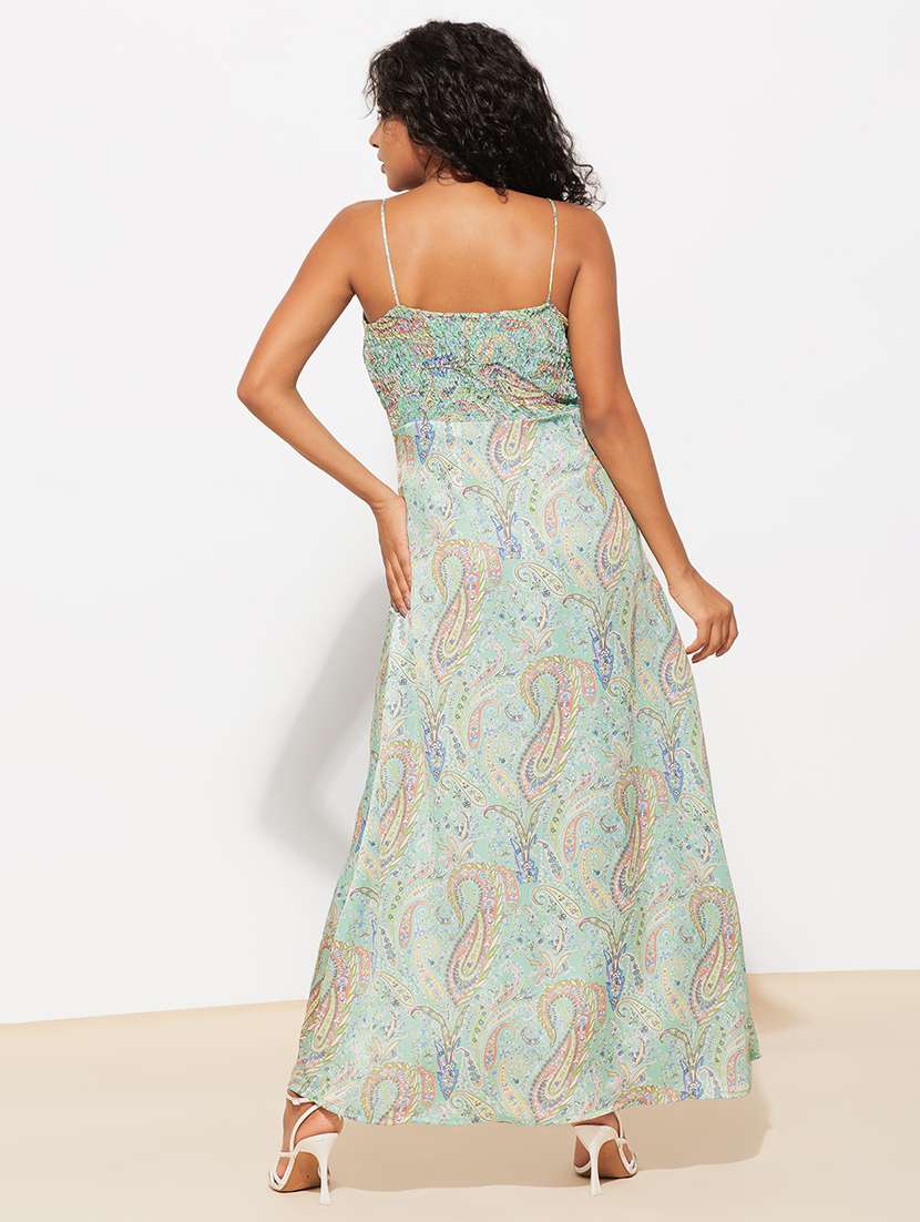 women green paisley printed a-line dress - 21460105 -  Standard Image - 5