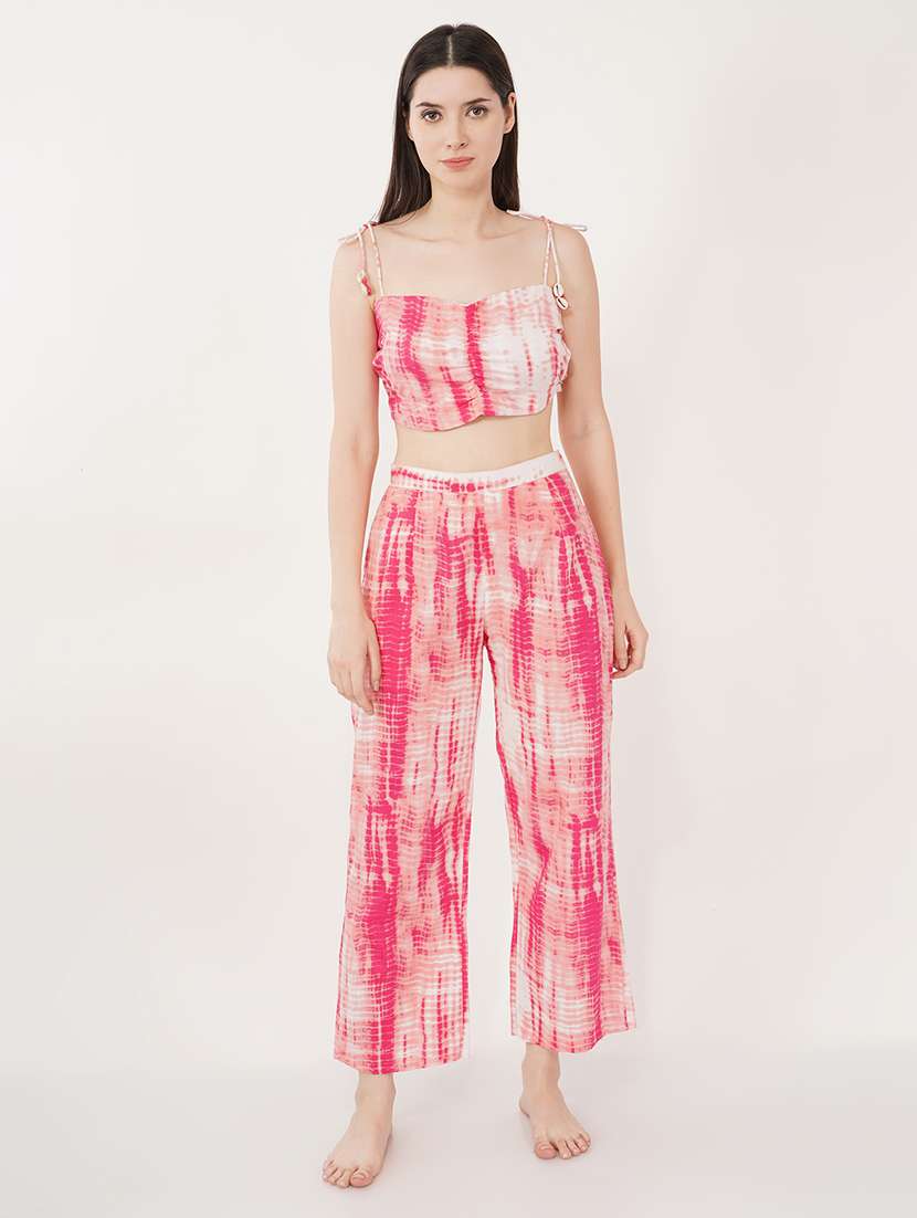 women pink cotton blend top and trouser co-ord set - 21460118 -  Zoom Image - 0