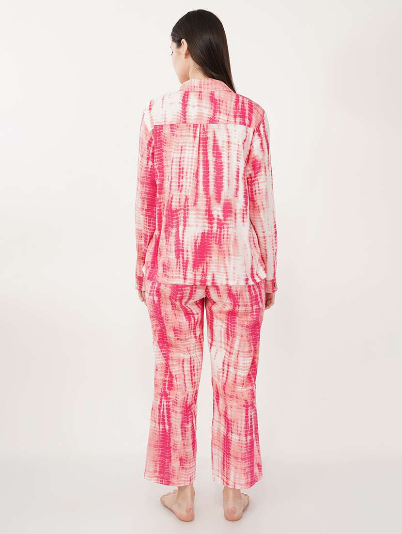 women pink cotton blend shirt and trouser co-ord set - 21460119 -  Standard Image - 3