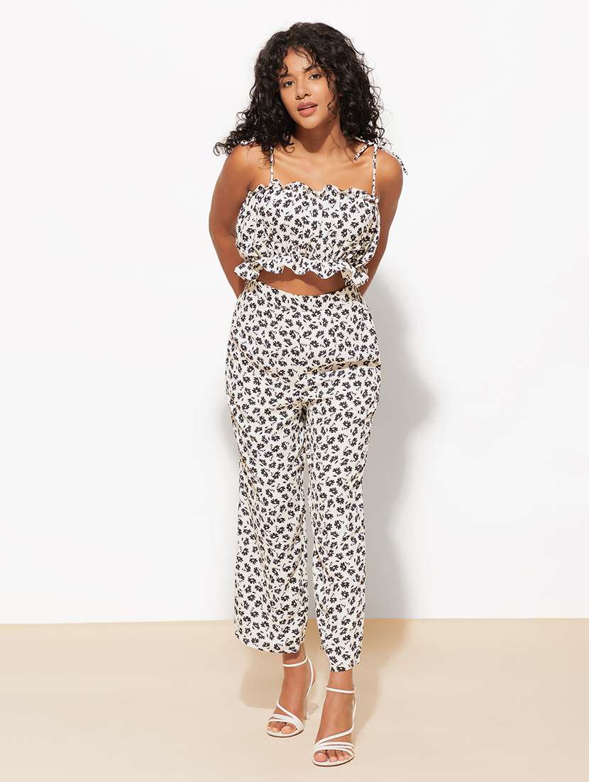 women floral print top and trouser co-ord set