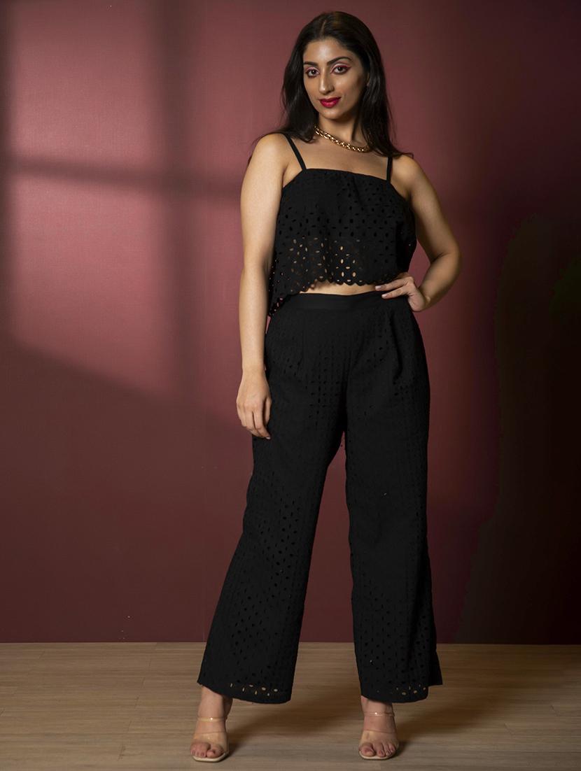 women black cotton blend top and trouser co-ord set - 21460143 - Zoom Image - 0