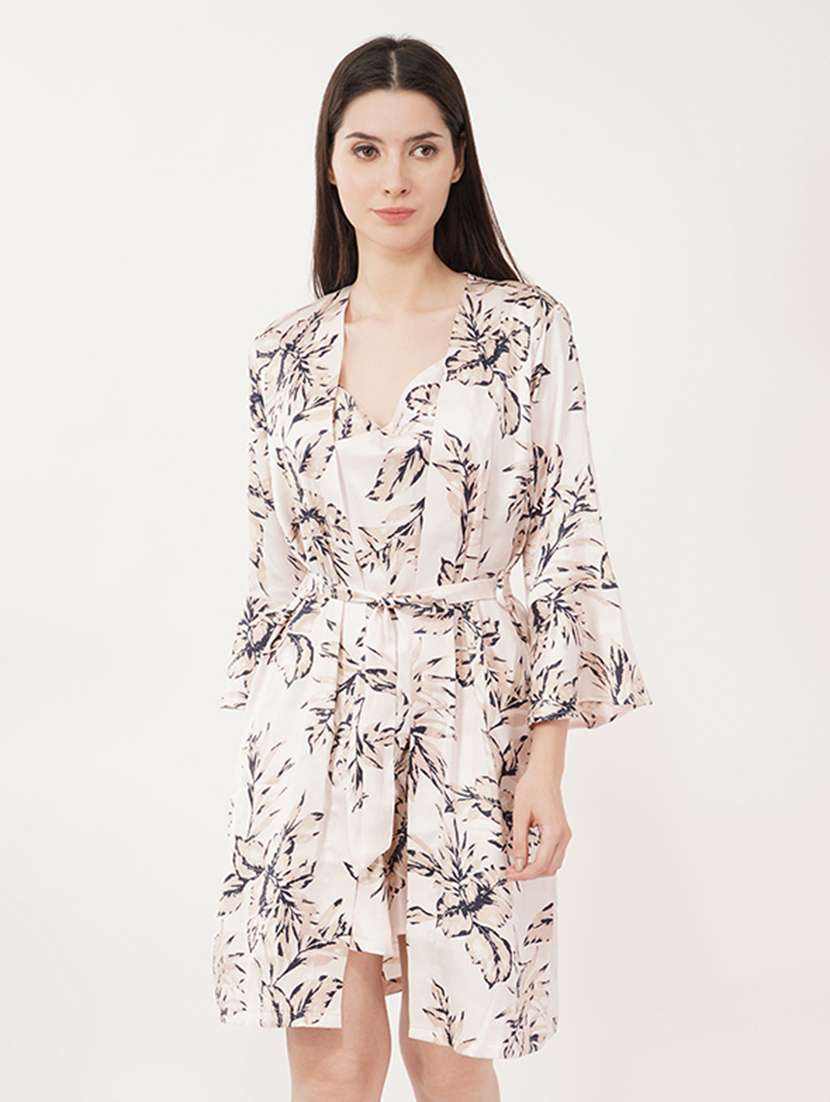 women beige printed shorts set nightwear set - 21460236 - Zoom Image - 0