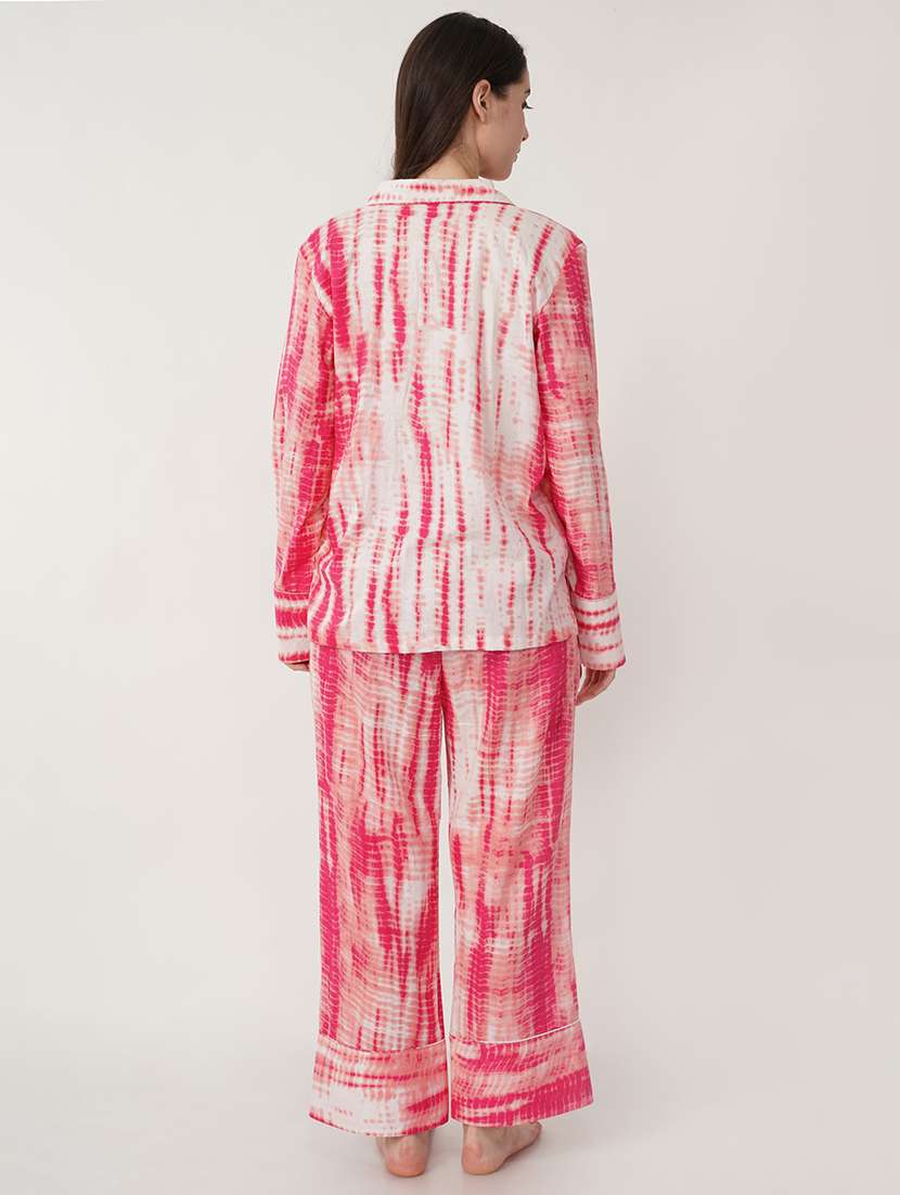 women pink cotton blend pyjama nightwear set - 21460241 - Standard Image - 3